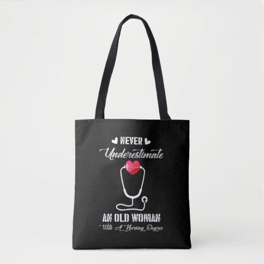 Verzekeringscadeau | Oude vrouw nooit onderschatte Tote Bag (Voorkant)
