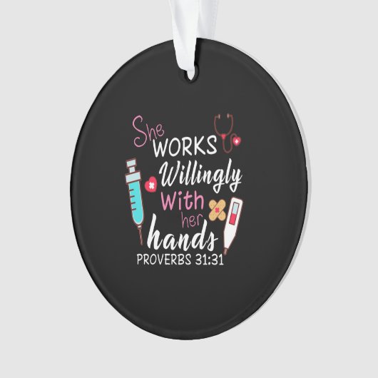 Verzekeringscadeau | Zij werkt willens en wetens Ornament (voorkant)