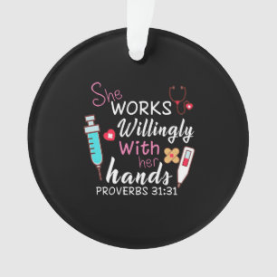 Verzekeringscadeau Zij werkt willens en wetens Ornament