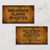 Verzekeringsclaims Adjuster Antiek Visitekaartje (Voorkant / Achterkant)