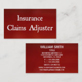 Verzekeringsclaims Adjuster Bright Red Visitekaart Visitekaartje (Voorkant / Achterkant)
