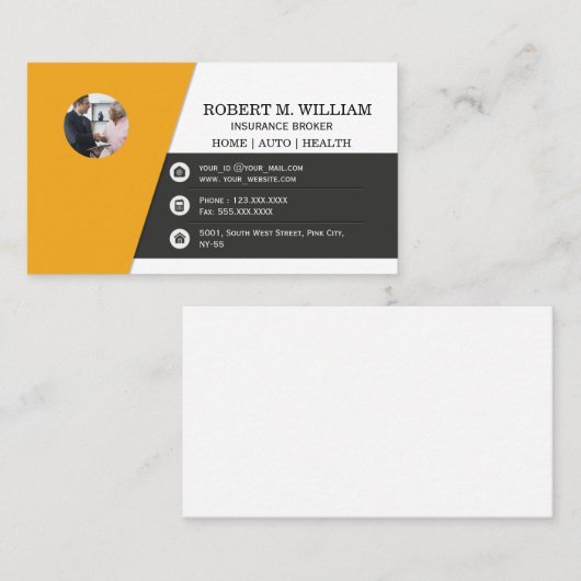 Verzekeringsmakelaar Home, Auto, Gezondheid Visitekaartje (Voorkant / Achterkant)