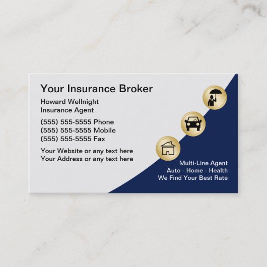 Verzekeringsmakelaar Modern Classy Visitekaartjes (Voorkant)