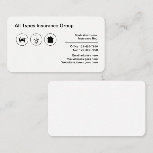 Verzekeringsmakelaar Multi-Line Agency Visitekaartje (Voorkant / Achterkant)