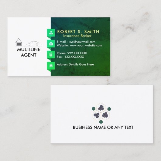Verzekeringsmakelaar Multiline agent Visitekaartje (Voorkant / Achterkant)