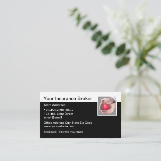 Verzekeringsmakelaarshart Visitekaartje (Staand voorkant)
