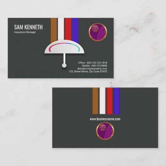 Verzekeringsmanager Colorful Umbrella Visitekaartj Visitekaartje (Voorkant / Achterkant)