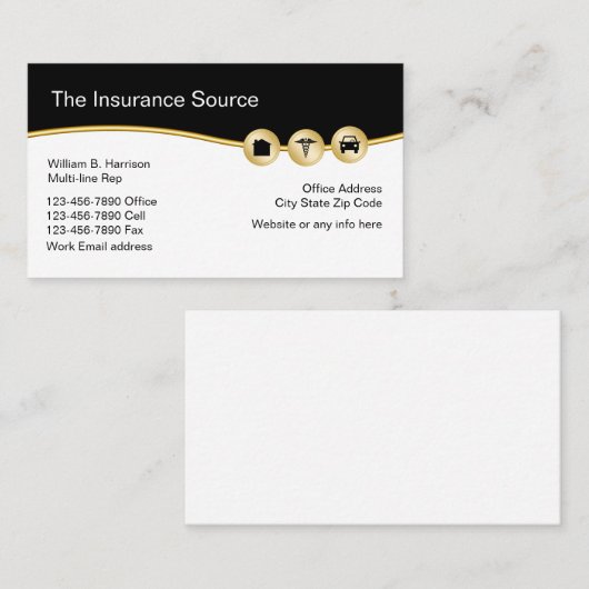 Verzekeringsmodern ontwerp visitekaartje (Voorkant / Achterkant)