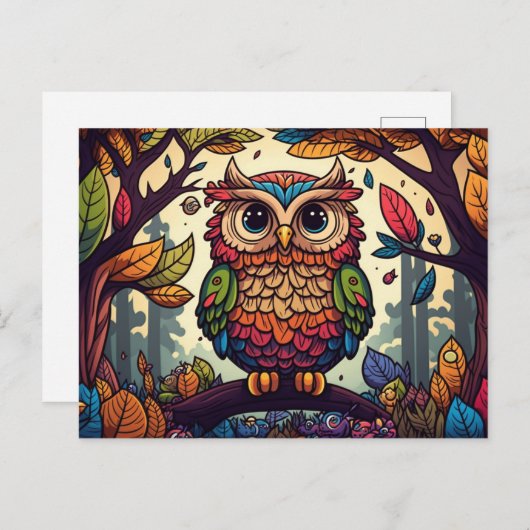 Verzend een Bericht van de Wijs met Owl Briefkaart (Voorkant / Achterkant)