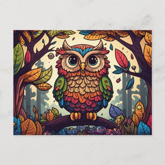 Verzend een Bericht van de Wijs met Owl Briefkaart (Voorkant)