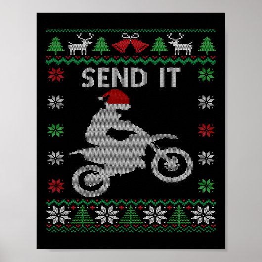 Verzend het vuile bike Riding Santa Motocross Ugly Poster (Voorkant)