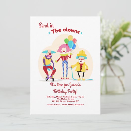 Verzend in de Uitnodiging van Clowns (Staand voorkant)