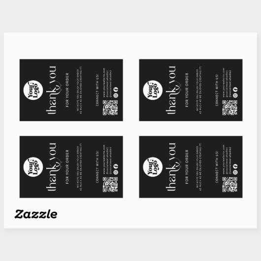 Verzend Logo QR Code Bedankt Zwarte Doos Zegel Lab (Vel)