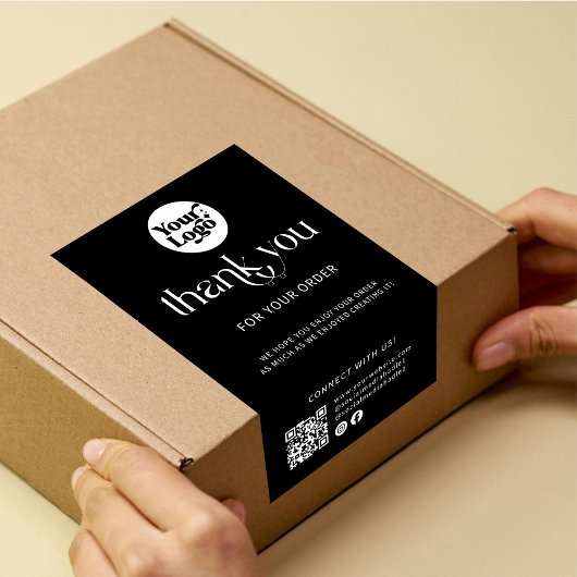 Verzend Logo QR Code Bedankt Zwarte Doos Zegel Lab