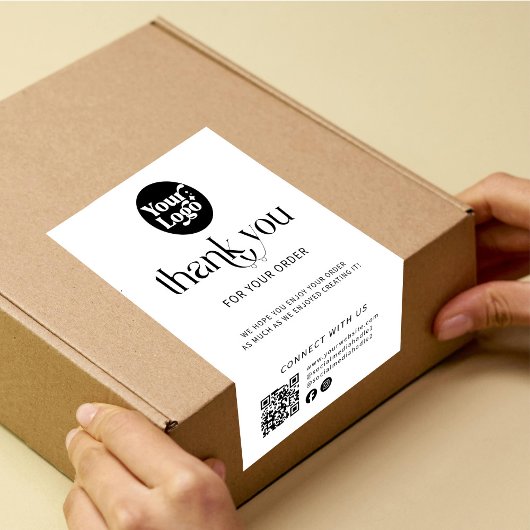 Verzend Logo QR Code Witte Bedankt Doos Zegel Etik