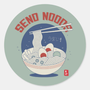 Verzend Noods Japans Noodle Soup Ramen Ronde Sticker