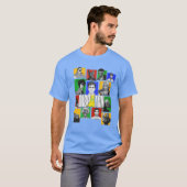 Verzend spelcollage retro t-shirt (Voorkant volledig)