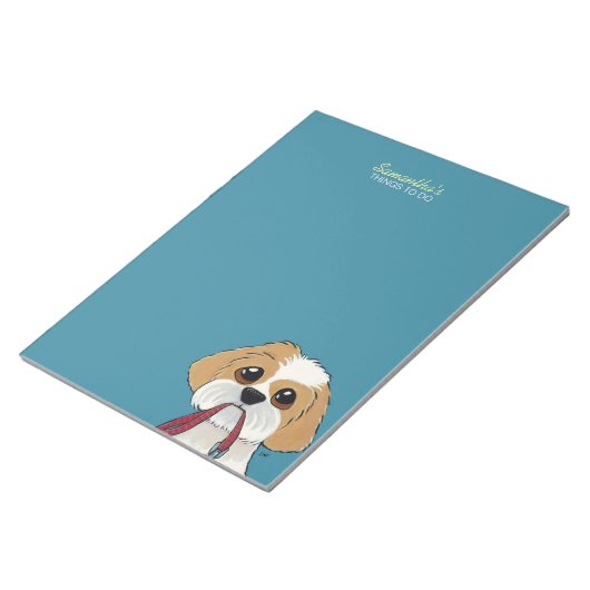 Verzend Tzu-puppy op blauw om lijst te doen Notitieblok (Schuin)