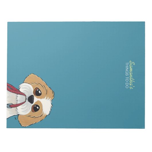 Verzend Tzu-puppy op blauw om lijst te doen Notitieblok (Voorkant)