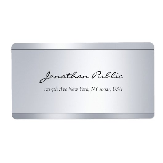 Verzendadres Elegant Script Silver Sjabloon Etiket (Voorkant)