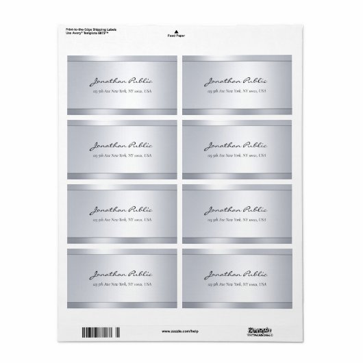Verzendadres Elegant Script Silver Sjabloon Etiket (Full Sheet)
