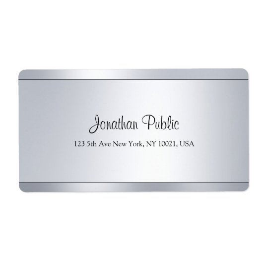 Verzendadres Elegant Script Silver Sjabloon Etiket (Voorkant)