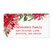 Verzendadres Poinsettia Gold Splatter Etiket (Voorkant)