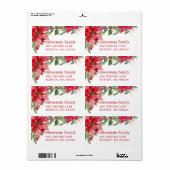 Verzendadres Poinsettia Gold Splatter Etiket (Full Sheet)