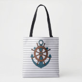 Verzendanker en grijze strepen tote bag (Voorkant)