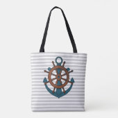 Verzendanker en grijze strepen tote bag (Achterkant)
