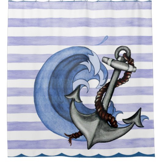 Verzendanker met Waves Shower Curtain Douchegordijn (Voorkant)