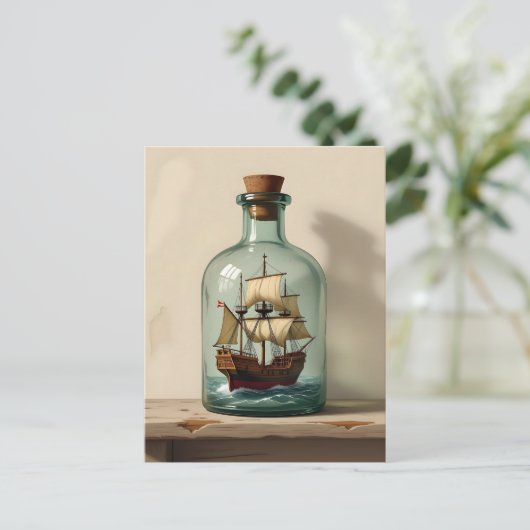 Verzenden in een fles | Contact houden Briefkaart (Staand voorkant)