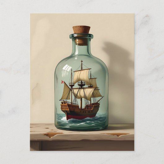 Verzenden in een fles | Contact houden Briefkaart (Voorkant)