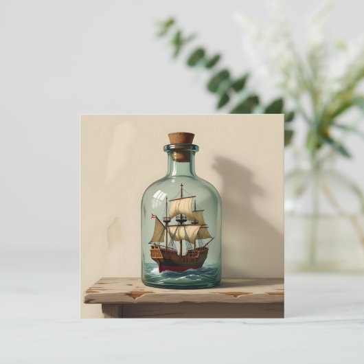 Verzenden in een fles | Contact houden Feestdagenkaart (Staand voorkant)