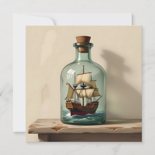 Verzenden in een fles | Contact houden Feestdagenkaart (Voorkant)