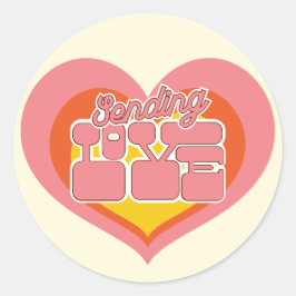 Verzenden Liefde Retro Hart Roze Sinaasappel Ronde Sticker