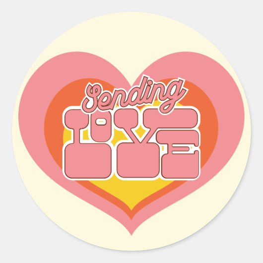Verzenden Liefde Retro Hart Roze Sinaasappel Ronde Sticker (Voorkant)