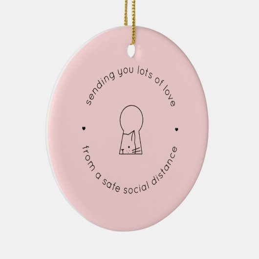 Verzenden Liefde Sociale Afstand Roze Schattige Ka Keramisch Ornament (Rechts)