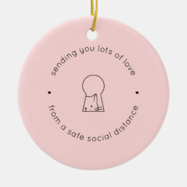 Verzenden Liefde Sociale Afstand Roze Schattige Ka Keramisch Ornament