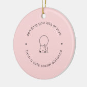 Verzenden Liefde Sociale Afstand Roze Schattige Ka Keramisch Ornament (Links)