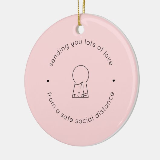 Verzenden Liefde Sociale Afstand Roze Schattige Ka Keramisch Ornament (Links)