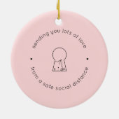 Verzenden Liefde Sociale Afstand Roze Schattige Ka Keramisch Ornament (Achterkant)
