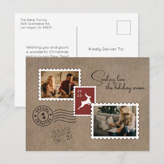 Verzenden Liefde Twee Foto Feestdagenkaart (Voorkant / Achterkant)