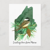 Verzenden Love Maine Chickadee Pinecone Tassel Briefkaart (Voorkant)