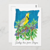 Verzenden Love Oregon Meadowlark Grape Plant Briefkaart (Voorkant / Achterkant)