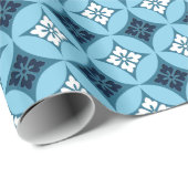 Verzenden met ventilatormotif, blauw en wit cadeaupapier (Rol Hoek)