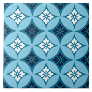 Verzenden met ventilatormotif, blauw en wit tegeltje