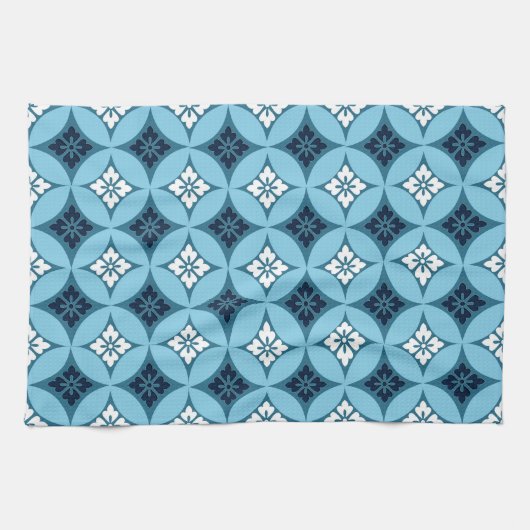 Verzenden met ventilatormotif, blauw en wit theedoek (Horizontaal)