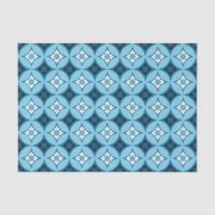 Verzenden met ventilatormotif, blauw en wit tissuepapier