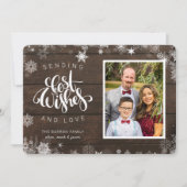 Verzenden van beste wensen Script Foto Wood Snowfl Feestdagenkaart (Voorkant)